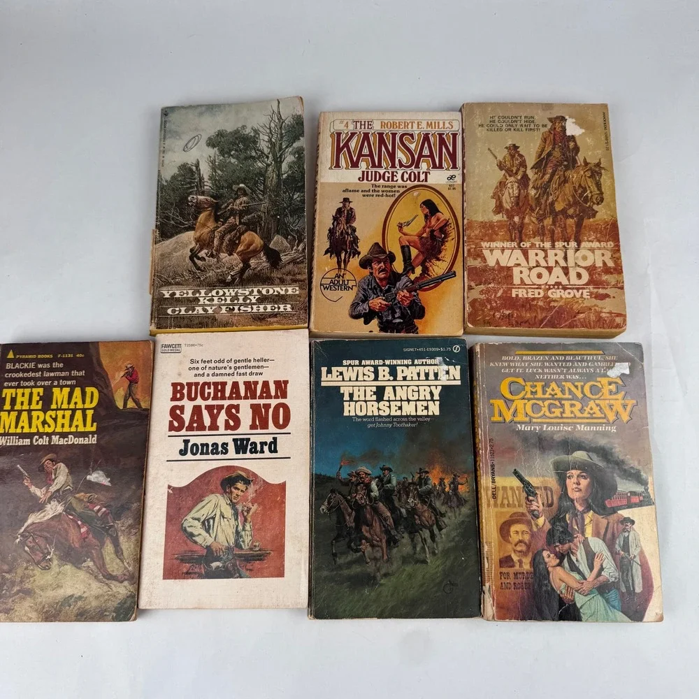 Vintage Western Paperback Book Lot of 7 1980s Yellowstone Kelly